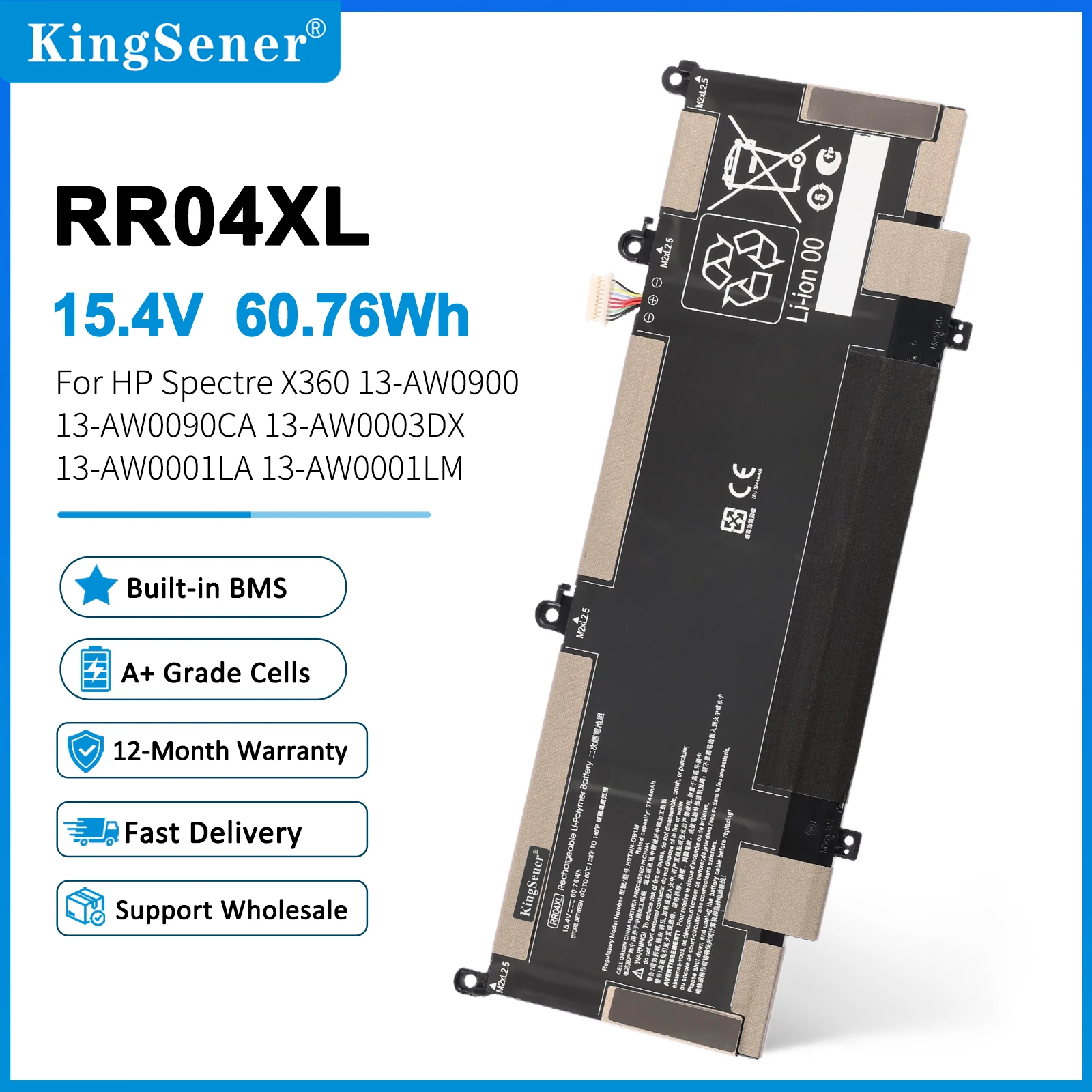KingSener RR04XL L60373-005 Laptop Battery For HP Spectre X360 13-AW0900 13-AW0090CA 13-AW0003DX 13-AW0001LA 13-AW0001LM 60.76WH