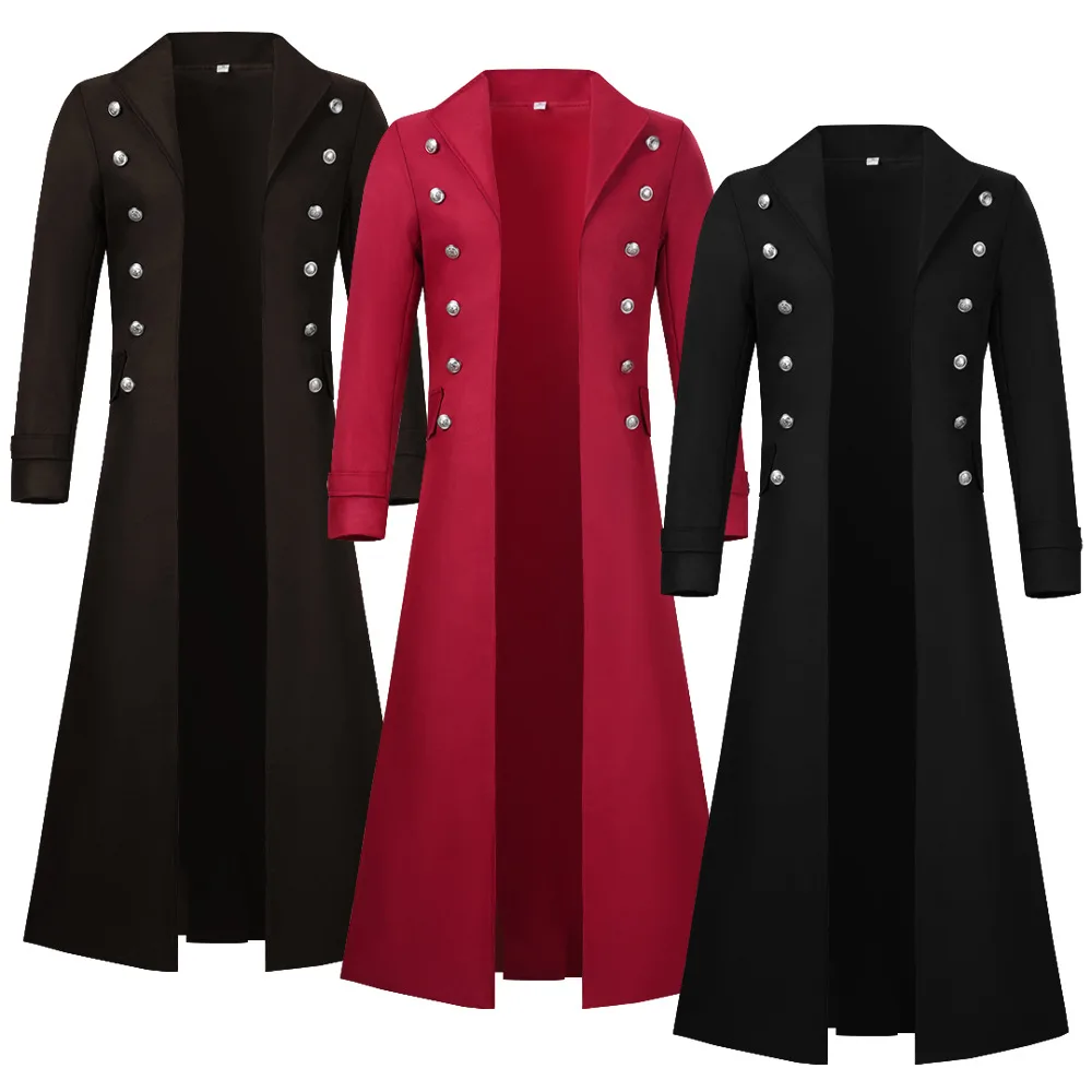 

Gothic Steampunk Long Trench Coat Women Victorian Double Breasted Maxi Jacket Halloween Cosplay Party Overcoat Vintage Medieval
