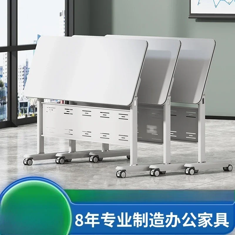 Movable Conference Room Folding Training Table Chair Combo Splicing Long Table with Wheels Institutional Coaching Desk Office