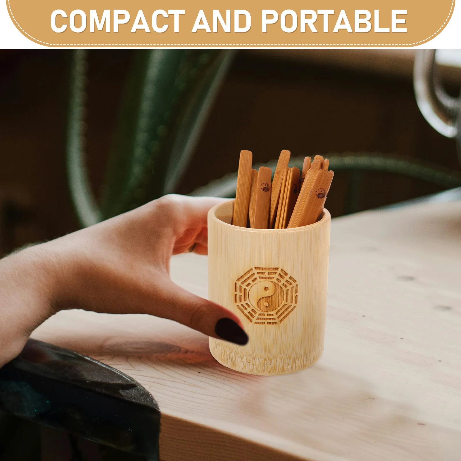 Strumento esagramma Antico cinese Divinazione Bastoni della fortuna Puntelli di scena Secchio da gioco in bambù