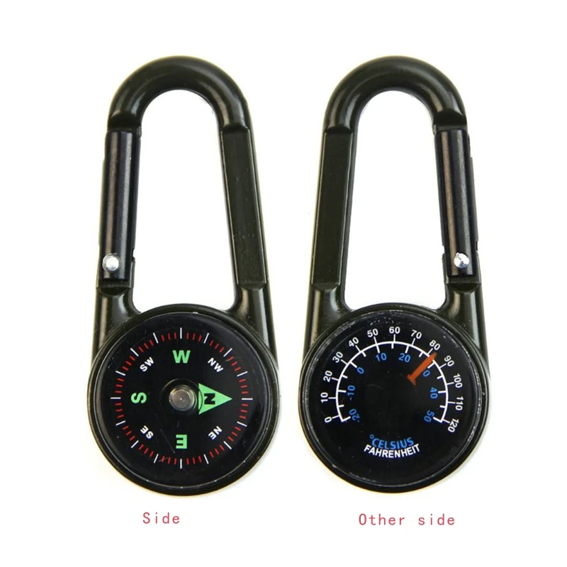 Outdoor Multifunctional Hiking Metal Carabiner Mini  Thermometer Keychain