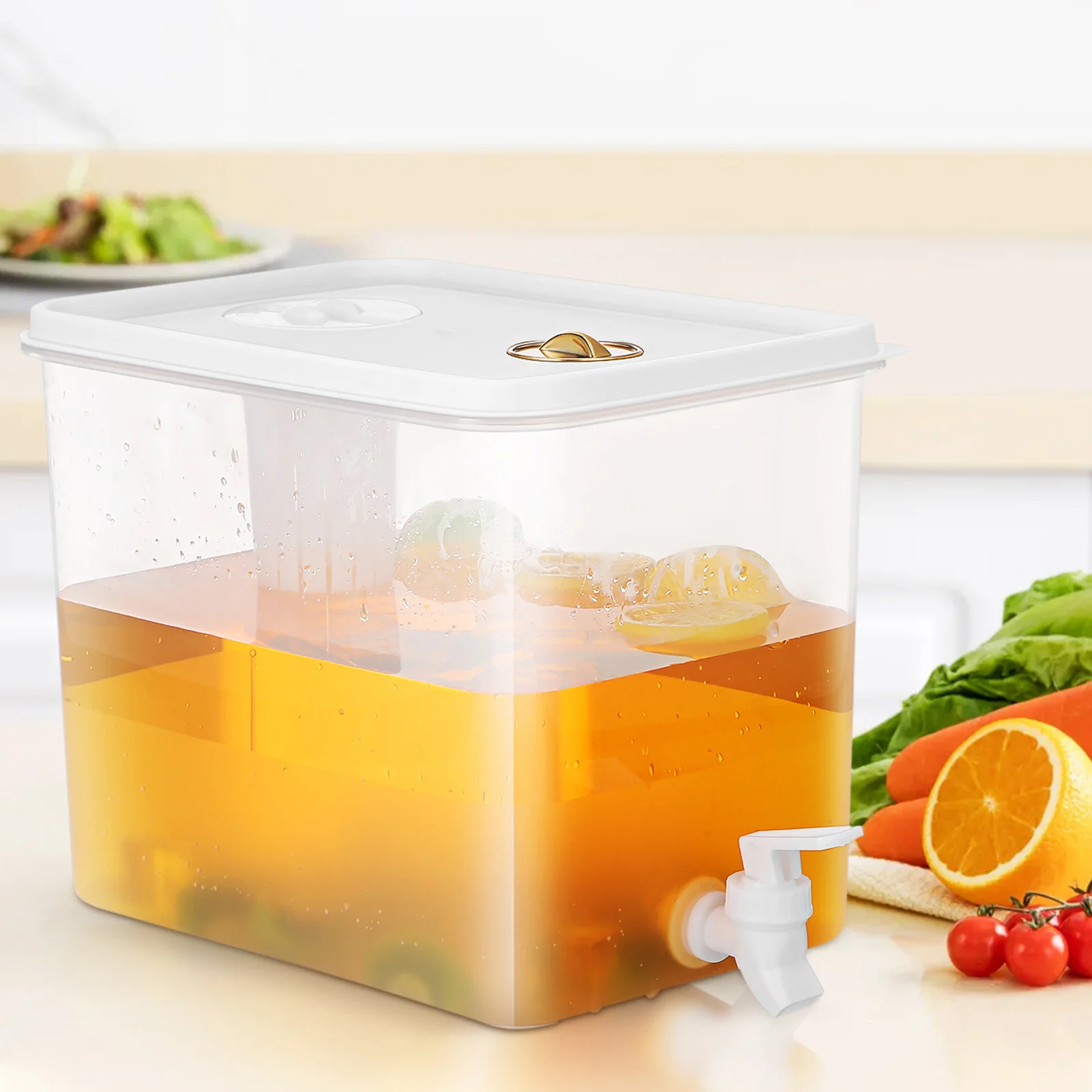 

1pcs 2 Gallon Fridge Beverage Dispenser Plastic Drink Jug With Spigot For Juice Tea Lemonade Large Capacity Water Container For