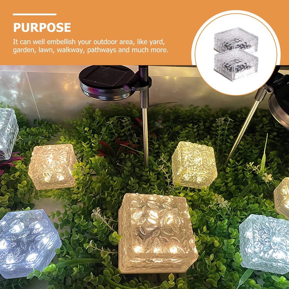

2 Pcs Lamp Yard Lights Outdoor Solar Powered Landscaping Square Pathway Transparent Lawn Garden