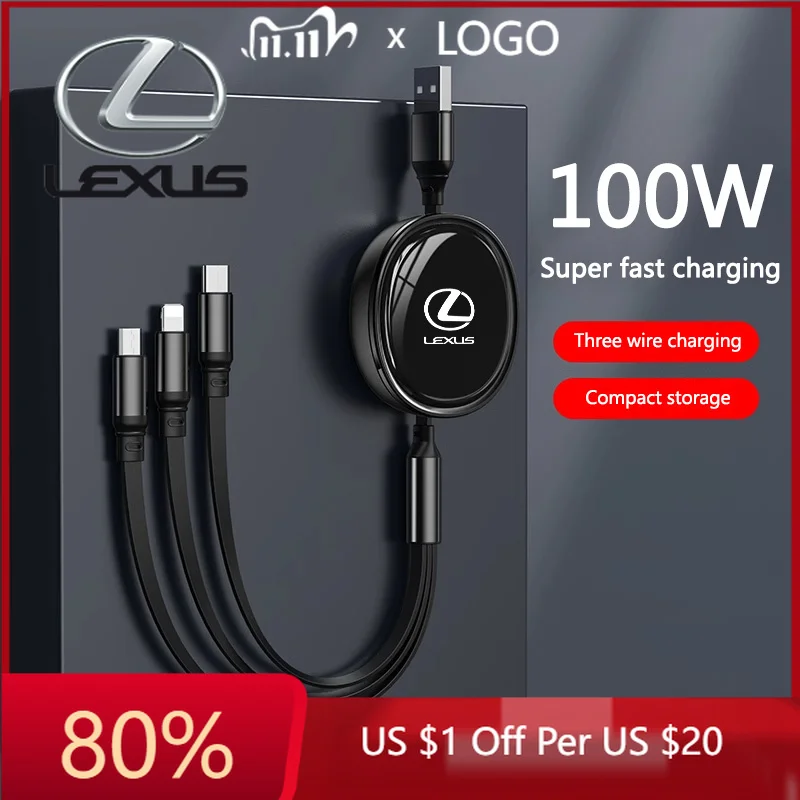 

Горячая новинка 2026: Наклейки для интерьера, кабель для зарядки и передачи данных 3-в-1, выдвижной, 100 Вт, для Lexus ES300 RX330 RX300 GS300