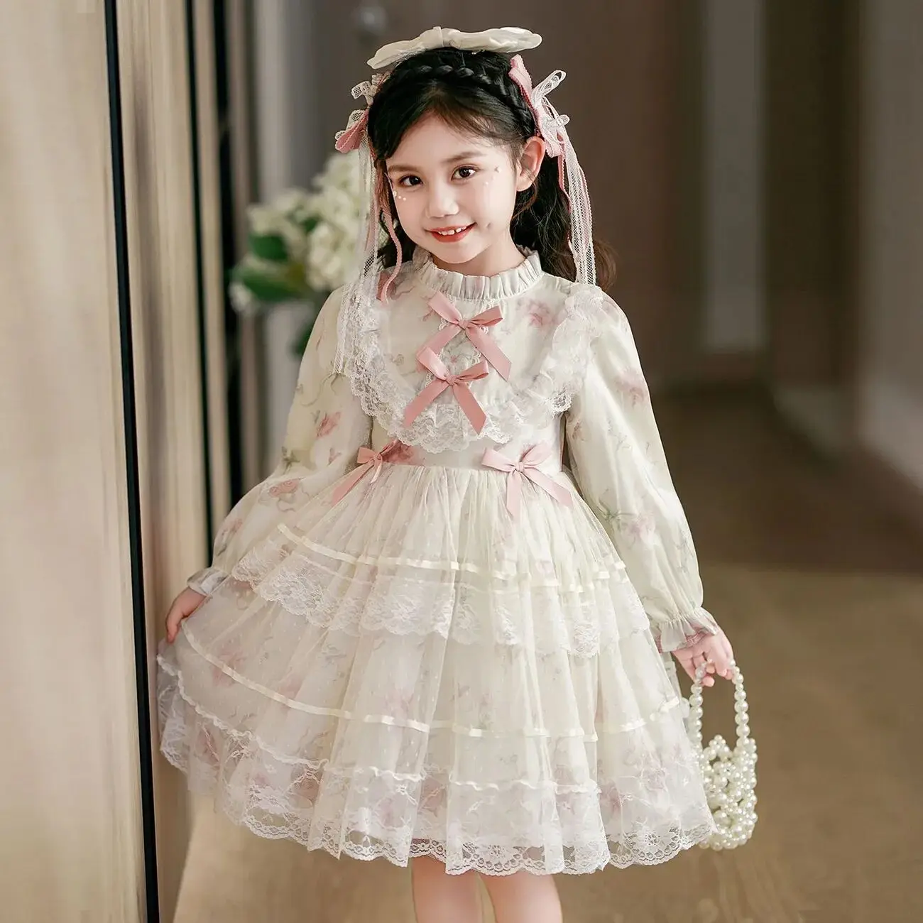 Lolita Princess Skirt for Girls Stylish Children's Dress Spring Autumn Sweet Birthday Costume Puffy Skirt
