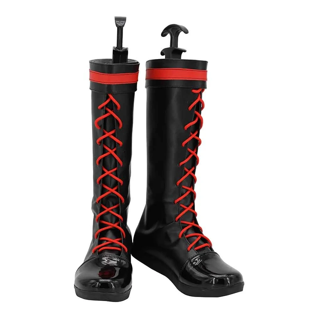 Arknights Project-Botas de Cosplay rojas para mujer, zapatos negros, accesorios personalizados, zapatos de fiesta de Anime para Halloween