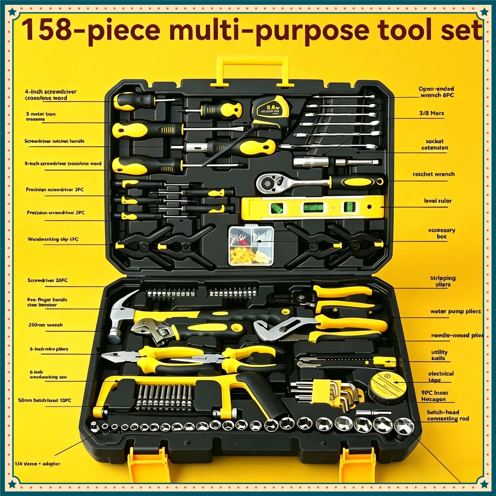 158 pçs ferramentas manuais de ferragem multiuso doméstico chave de torque kit de ferramentas de reparo automotivo para manutenção diária geral