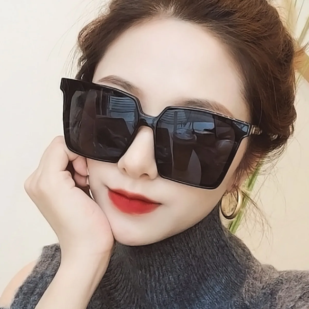 

oversized black square sunglasses for women uv400 protection trendy lightweight fashion driving glasses