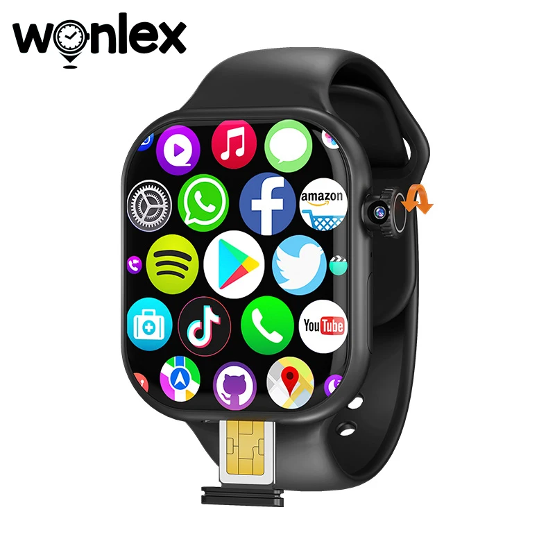 Wonlex New 4G LTE Smart Watch Android8.1 GPS WiFi 3+32GB Storage APP Download Rotary Camera 800mAh Battery Smartwatch For Men