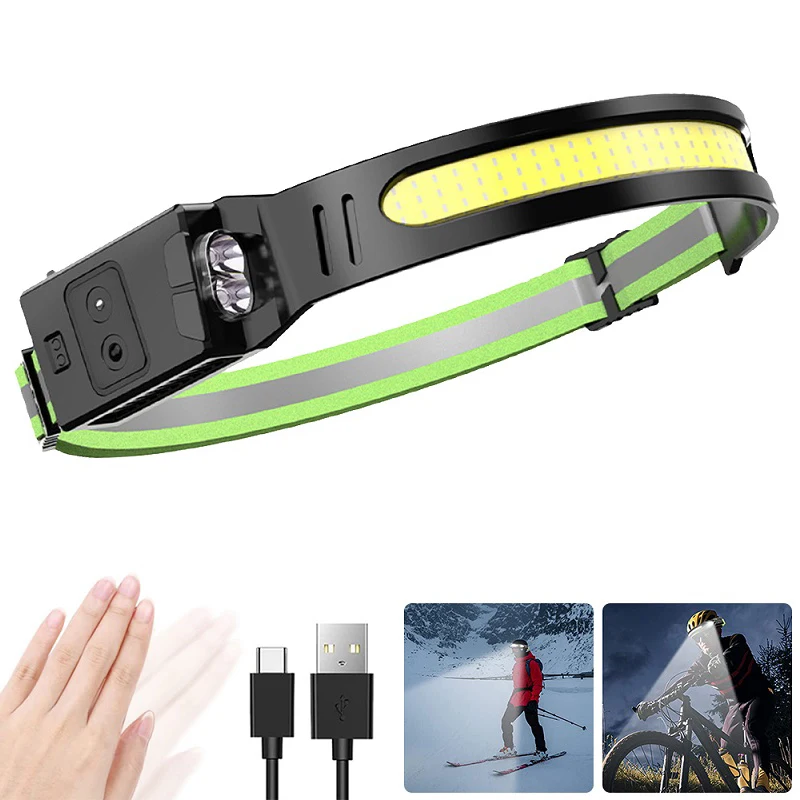 LED Headlamp USB Rechargable Flashlight COB LED Head Lamp 4 Lighting Mode Work Light For Outdoor Hiking Fishing Lanterna