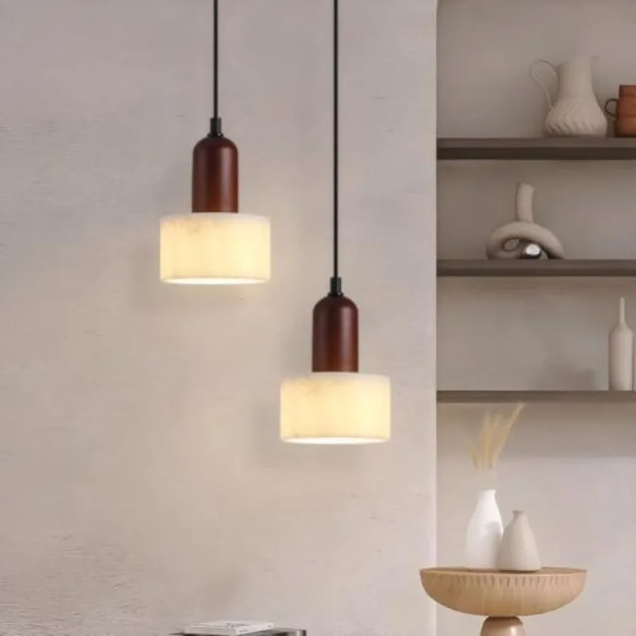 

Wabi Sabi Pendant Light Small Nordic Marble Chandeliers Natural Stone Shade Jepanese Hanging Light Fixture for Bedside Reading