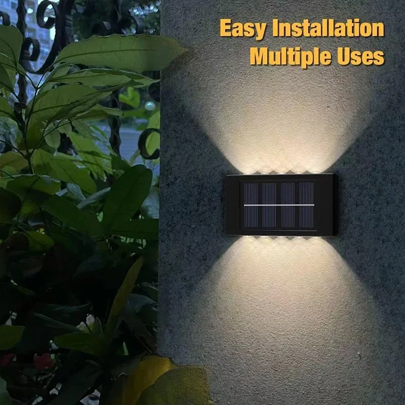 1~4Pcs Solar Wall Lights Outdoor 16LED Waterproof Lamp Up And Down Convex Lens Lighting For Garden Landscape Balcony Decoration image 4