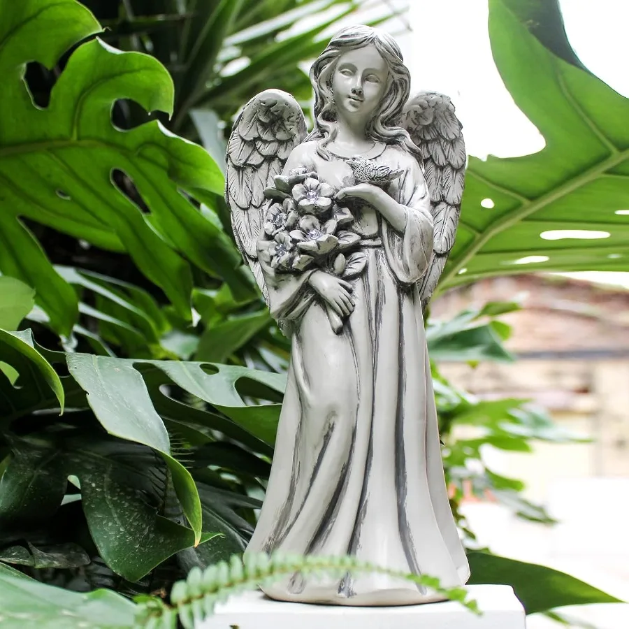 

Solar Angel Statue for Outdoor Angel Figurine with Resin Outdoor Decor for Patio Lawn Yard Porch Garden Gift