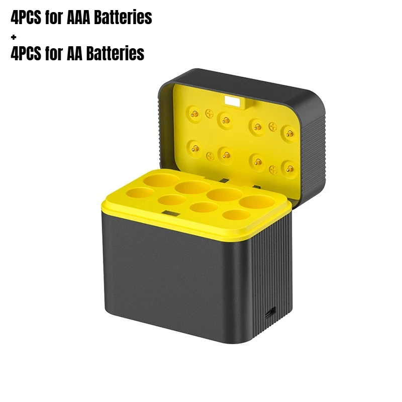 8-Slot Rapid Charger for AA 3600mWh Lithium-Ion Rechargeable Batteries,1.5V Fast USB Battery Charger Box