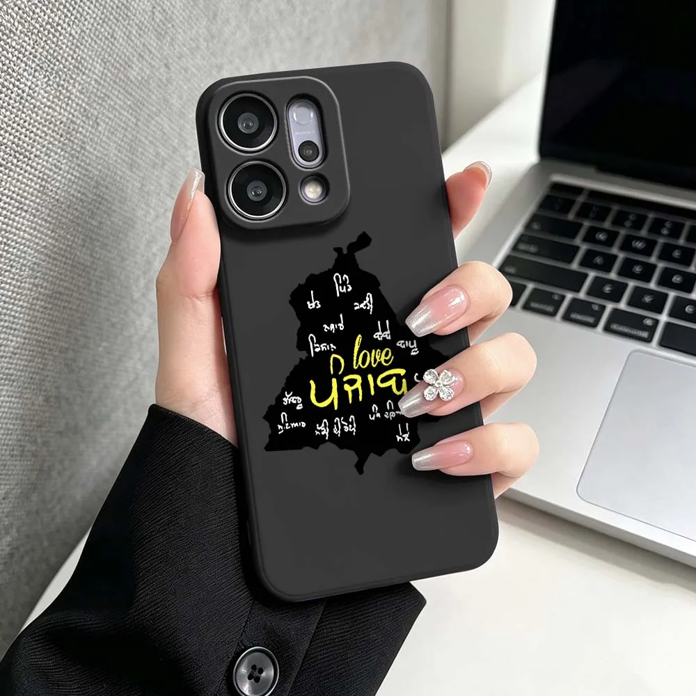 Punjab Map Outline Phone Case For OPPO Find X5 X6 X8 X9 Ultra Lite Reno15 Reno14 Reno13 Reno12 F Pro Max 5G Black