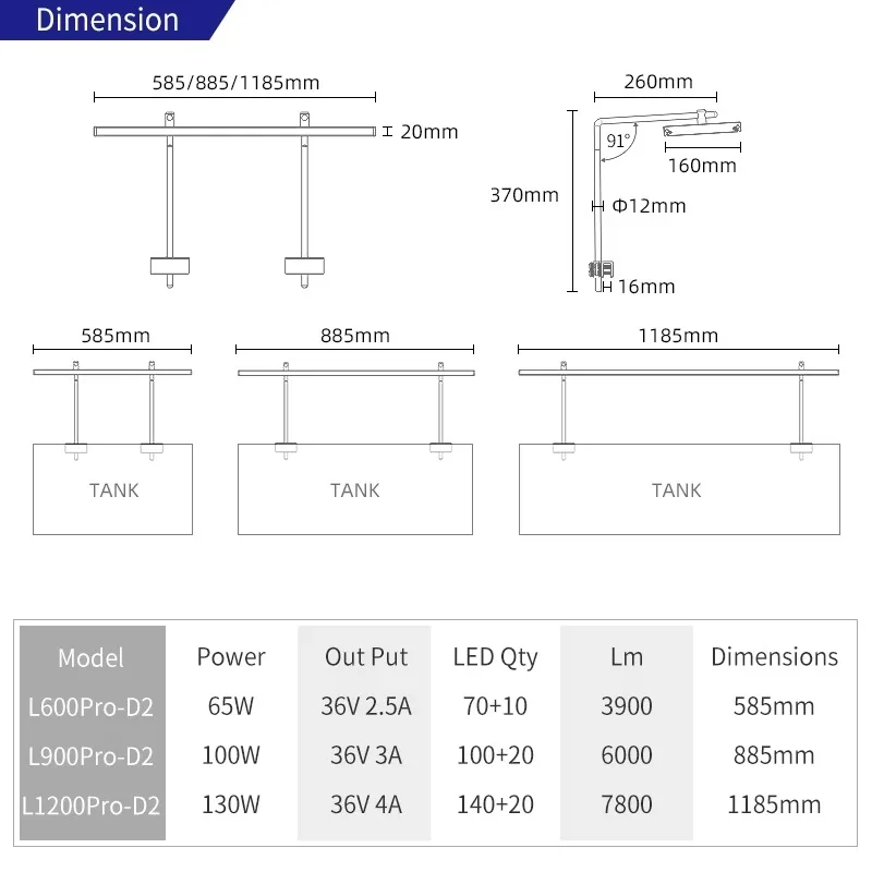 Full Spectrum RGB UV Aquarium Light Dimmable LED Fish Tank Grow Lamp for Aquatic Plants Aluminum Easy Installation view 5