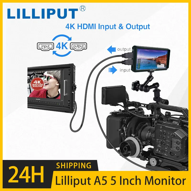 Lilliput A5 Latest 5 Inches 1920x1080 Mini Field IPS Video Monitor DSLR On-Camera monitor HDMI-Campatible for Gimbals Stabilizer