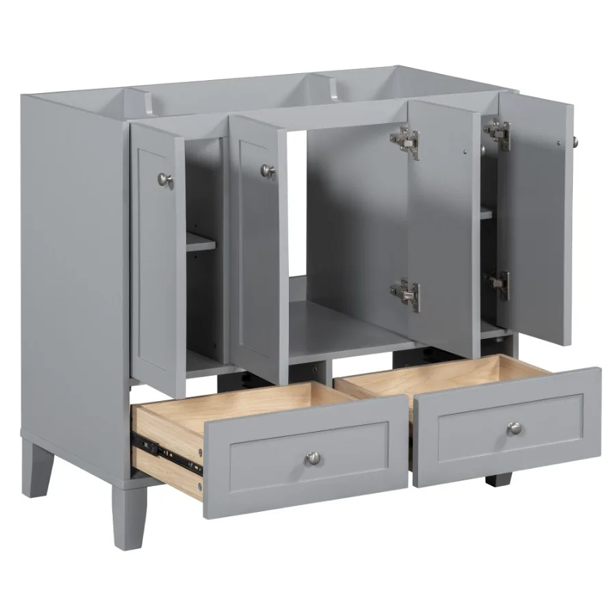 

36'' Bathroom Vanity without Countertop Solid Wood Frame Bathroom Storage Cabinet Only Freestanding Vanity with 4 Soft Closing