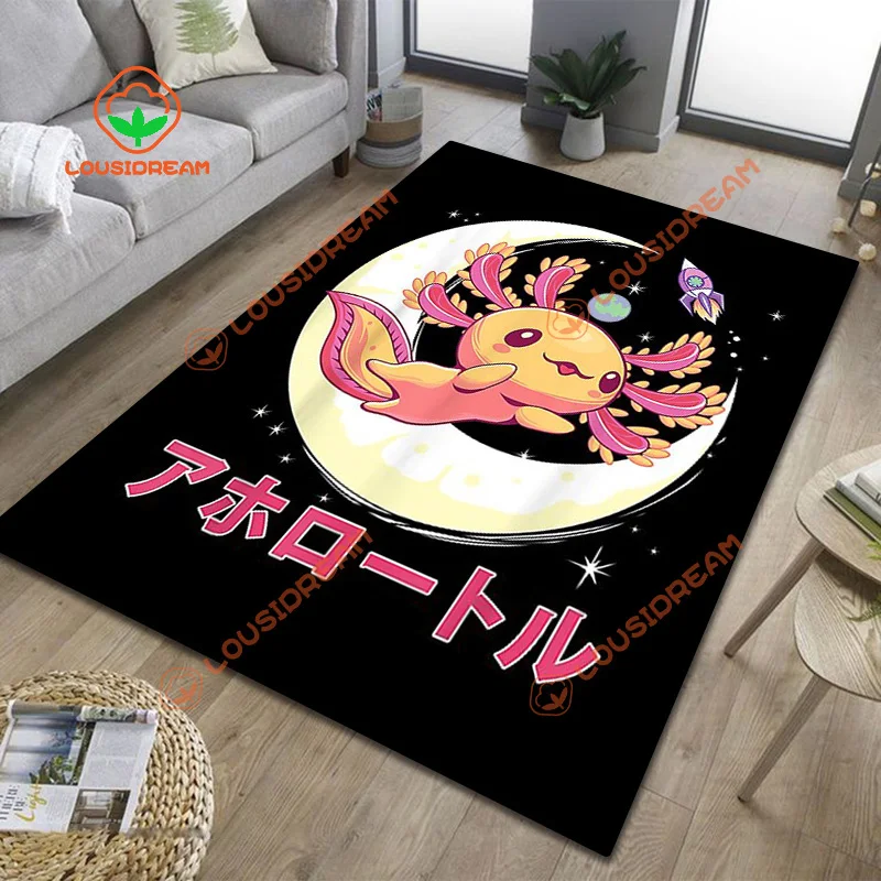 Axolotls Printed Carpet for Home Decoration, Cartoon, Lovely Animal, Bedroom, Children Game, Rest Area, Support Customization