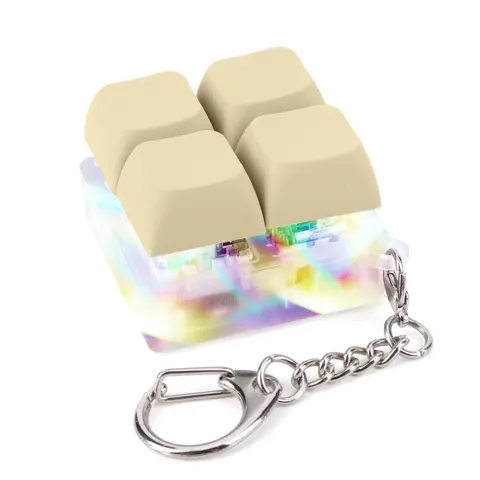 4 Buttons Finger Fidget Keyboard  with LED Light DIY Fidget Button Keycap Fidget Keychain for Gifts To Pass The Boring Time