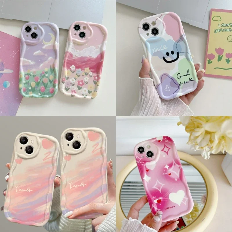 Capa ondulada suave clara de TPU flor 3D, capa para Samsung Galaxy S23 Ultra, S20 FE, S21 Plus, A13, 4G, A73, 5G, J7, J2 Prime, G530, A05