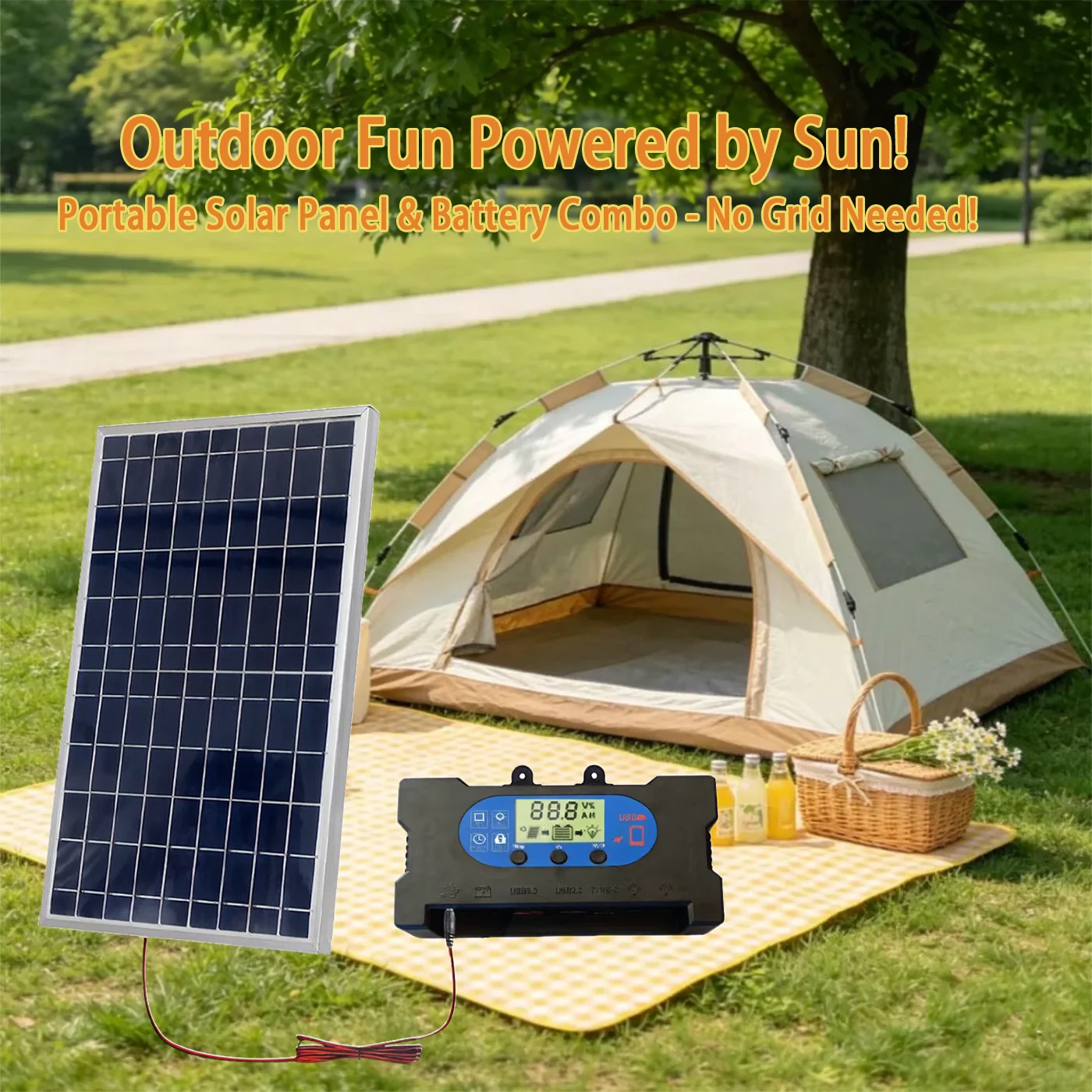 10W Solar Panel Kit with Controller and Crocodile Clip