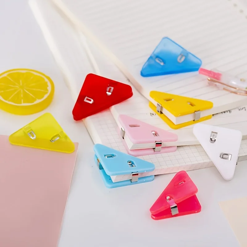 10pcs Triangle Corner Clips for Documents & Books - Durable Plastic Protectors, Ideal for Organizing Papers & Preventing Curling