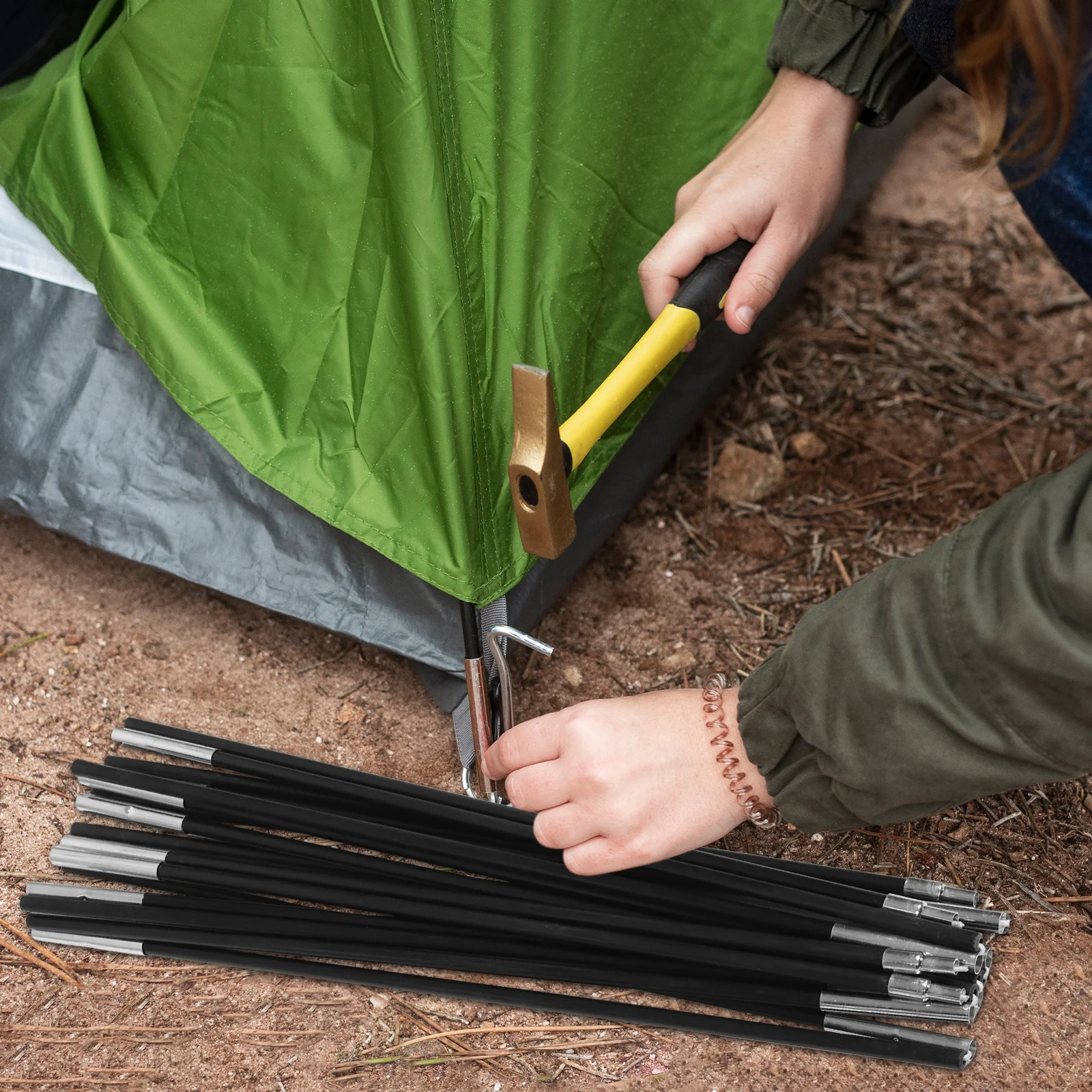 

2 pcs Outdoor Tent Pole Camping Supplies Fiber Rod Tarp Poles Awning Frame Foldable Durable Lightweight Portable