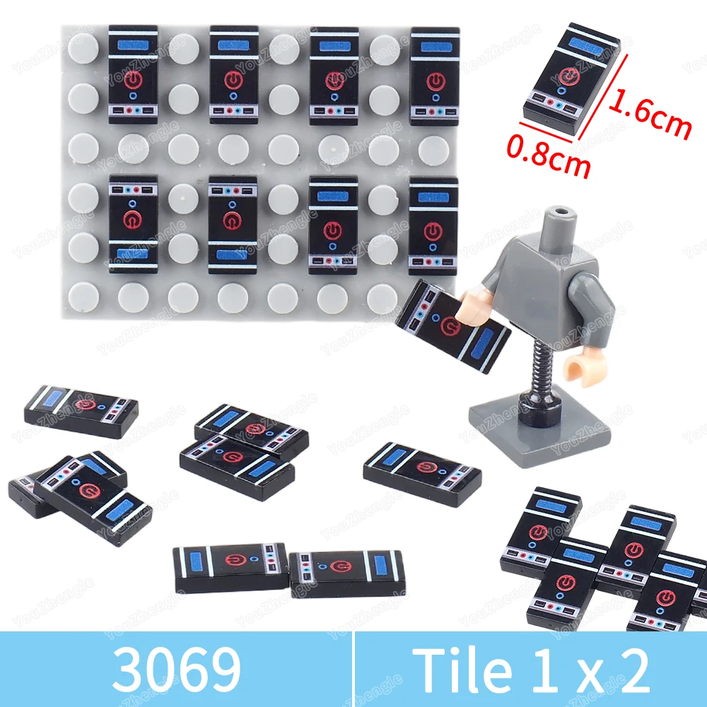 Main unit Switch panel Printed pattern Building Block Tiles Basic 1x2 Parts 3069 MOC Figures Computer Equipment Model Gifts Toys