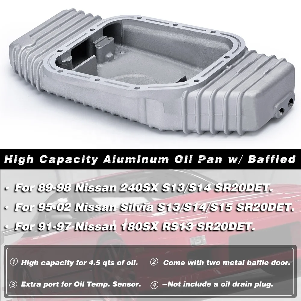 Suitable for S13 S14 S15 SR20DET SR20 180SX 200SX 240SX SILVIA SIL 80 Turbo Aluminum Oil Pan (Suitable for: Nissan) PQY-OP49