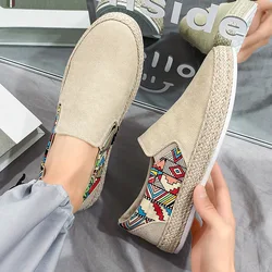 Men's Summer Linen Breathable Casual Flats Shoes Mens Espadrilles Loafers Fashion Boy Canvas Shoes Fisherman Driving Footwear