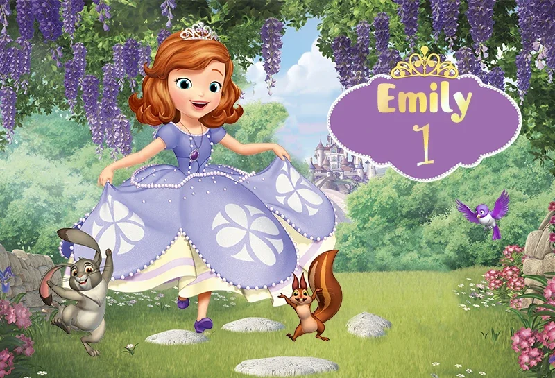 Princess Sofia Birthday Party Decoration Banner Photography Background Customized Shower Backdrops for Photo Studio
