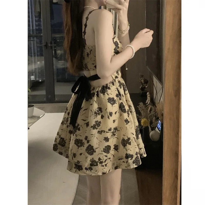プラスサイズの女性の花柄 ter Dr 蝶ネクタイ付きミッドレングス痩身 A ラインスカート韓国 Sle 通勤 Faion