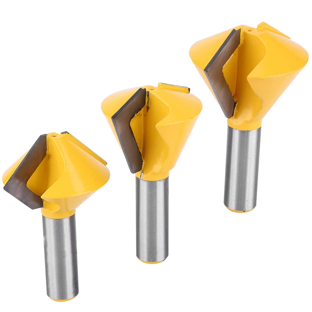

Woodworking Router Bit, 3pcs Set 1/2" Shank Bird's Mouth Glue Joint Router Bit Woodworking Milling Cutter
