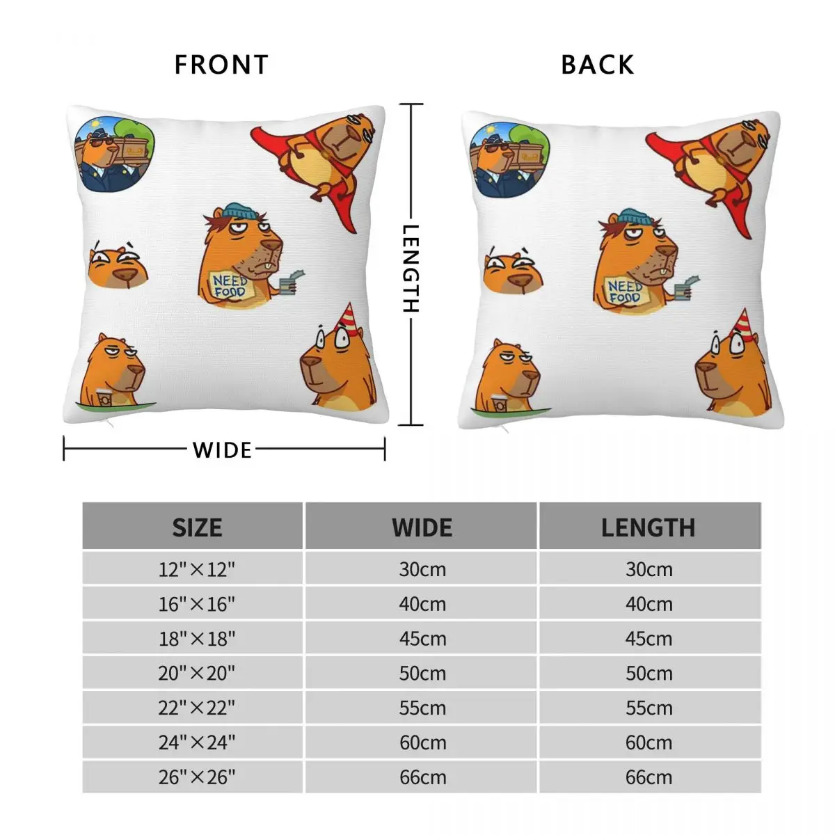 Capybara Pack Square Pillowcase Polyester Linen Velvet Printed Zip Decorative Pillow Case Home Cushion Cover Wholesale 18