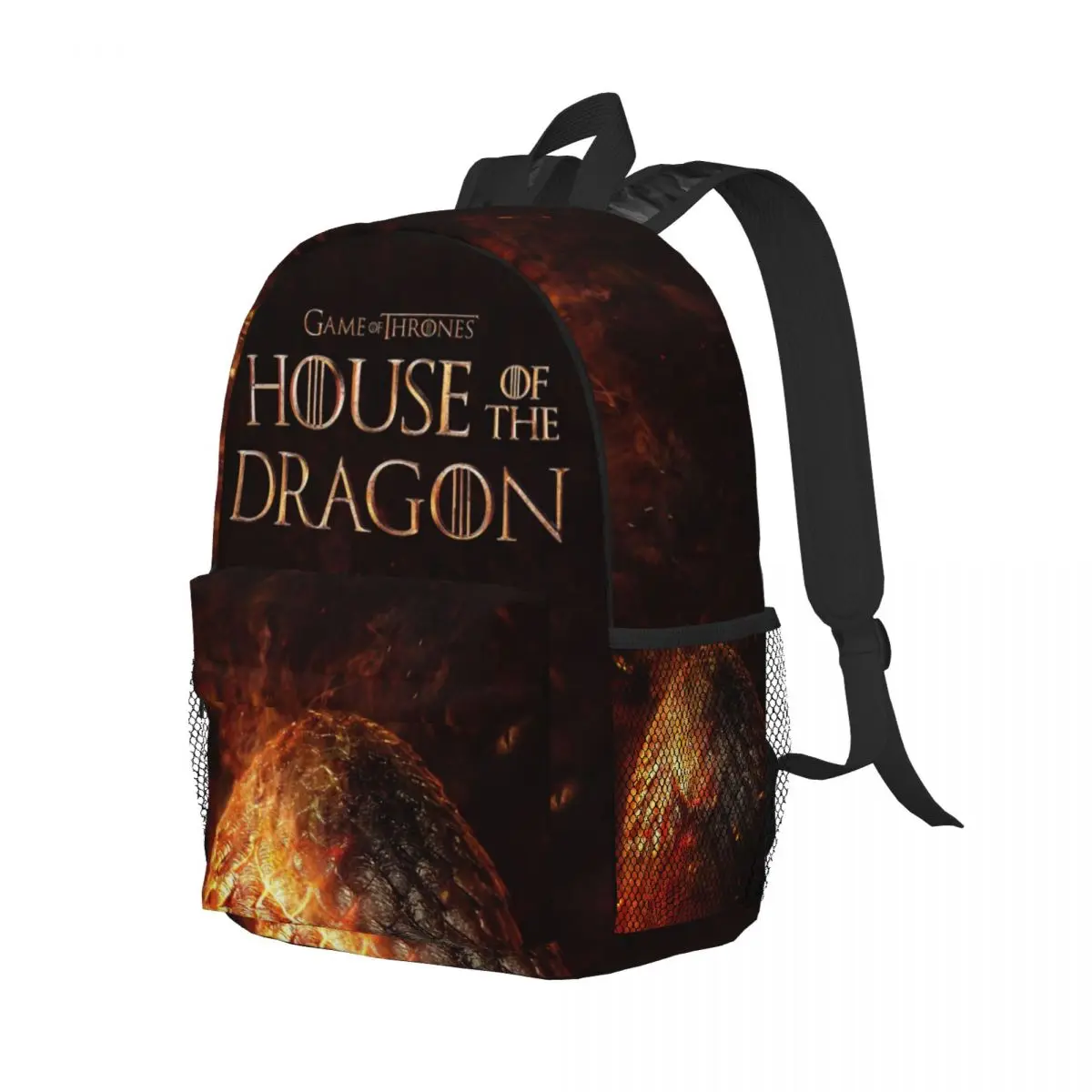 House Dragon Printed Lightweight Casual Schoolbag For School, Outdoor, Shopping, Office 15inch