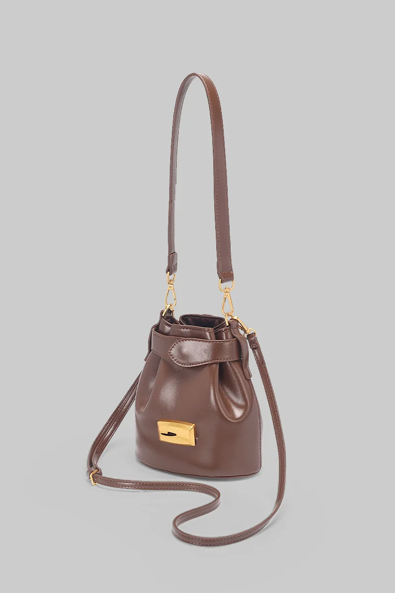 Leather Long Shoulder Strap High Feeling Fashion Work Single Shoulder Crossbody Bucket Bag