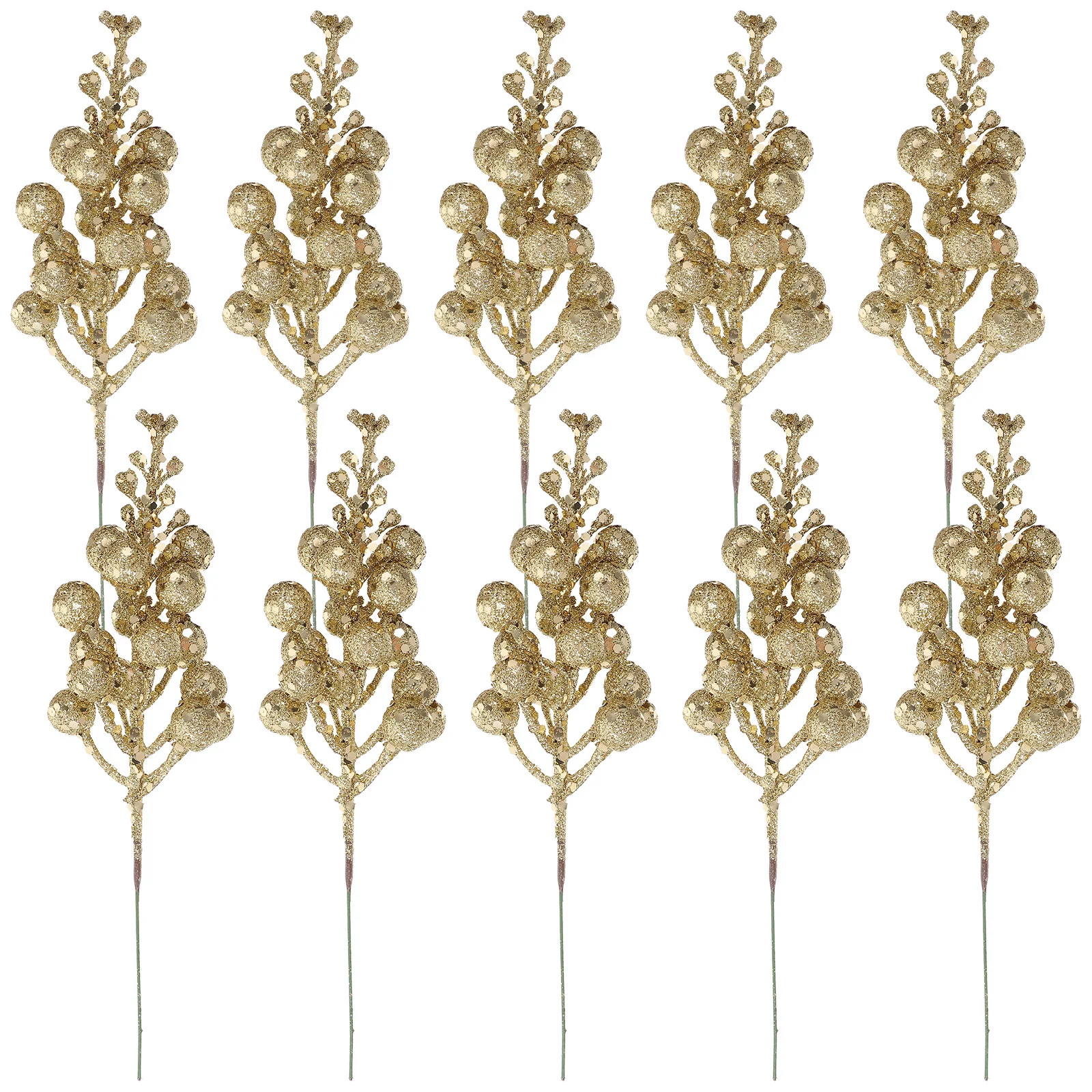 

10Pcs Artificial Simulation Glitter Berry Stems Fake Berry Branch Christmas Wreath Garland Tree Decorations Xmas Decor