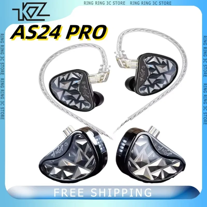 

KZ AS24 PRO 24 BA Units HIFI Earphones In Ear Wired Earphones Upgraded Balanced Armature Drive Adjustable Gaming Earbuds Gift