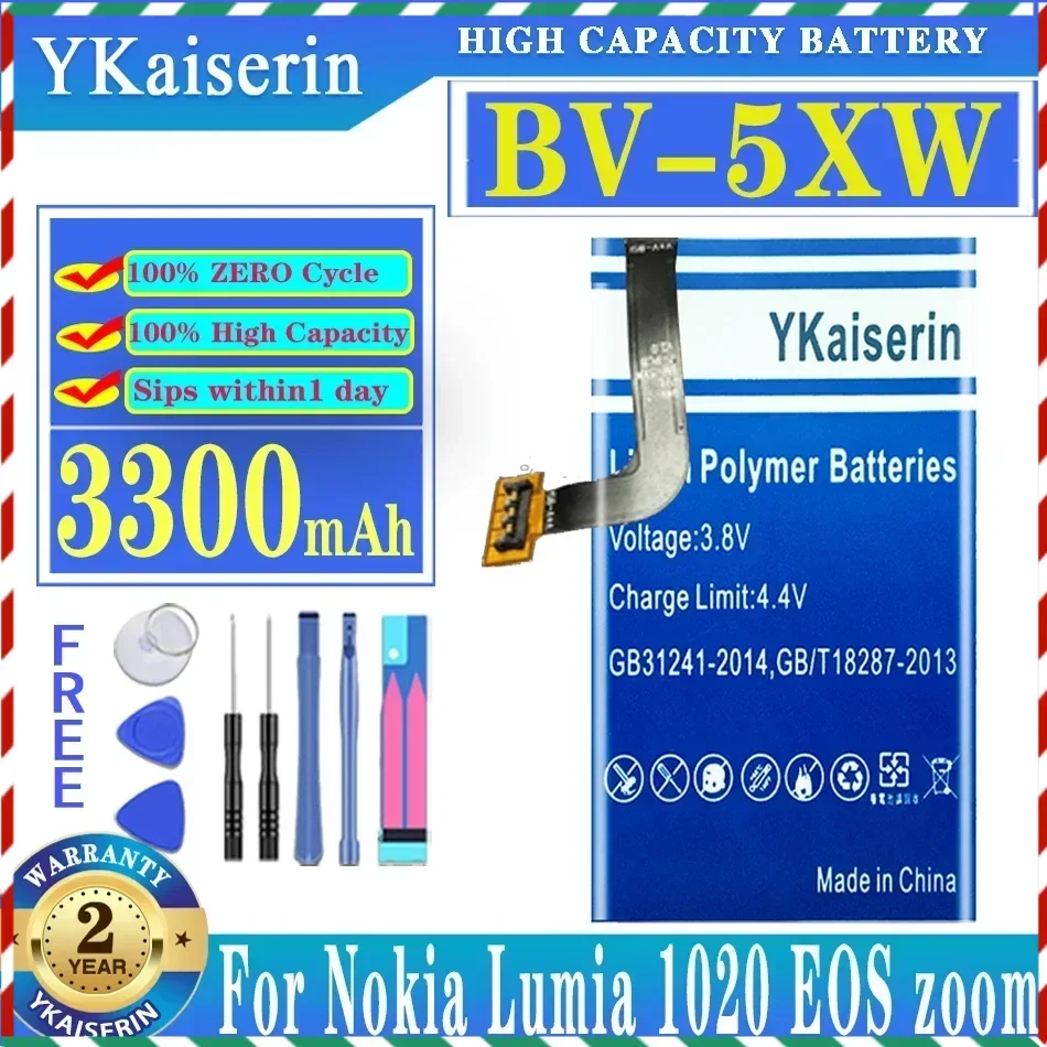 YKaiserin 3300mAh BV-5XW Replacement Battery For Nokia Lumia 1020 EOS RM-877 RM 876 875 877 1020 RM-876 RM-875 Batteries