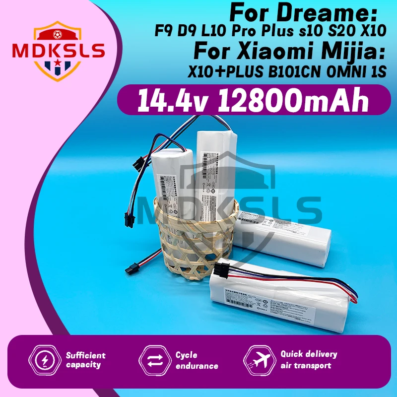 

14.4V 12800mAh,New Battery X10+PLUS B101CN OMNI 1S for Xiaomi Mijia and Dreame F9 D9 L10 Pro Plus S10 S20 Sweeping Mopping Robot