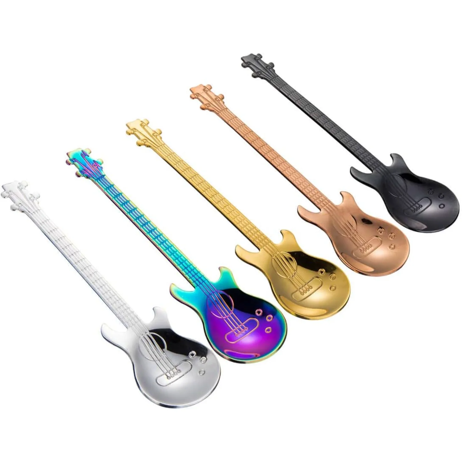 Guitar Spoon Set Stainless Steel Coffee Spoon - Demitasse Espresso Spoons 5pcs