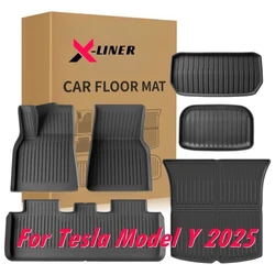 Floor Mats & Cargo Liners For New Tesla Model Y 2025 2026 5-Seat All Weather TPE Floor Cargo Trunk Mats Seatback Protection