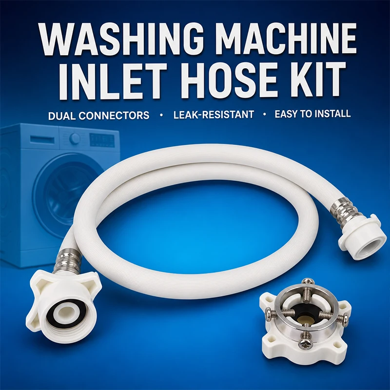 Universal Washing Machine Inlet Hose 1m 1.5m 2m Anti-Burst Leakproof Water Supply Pipe with 3/4 Inch Connectors for Washer