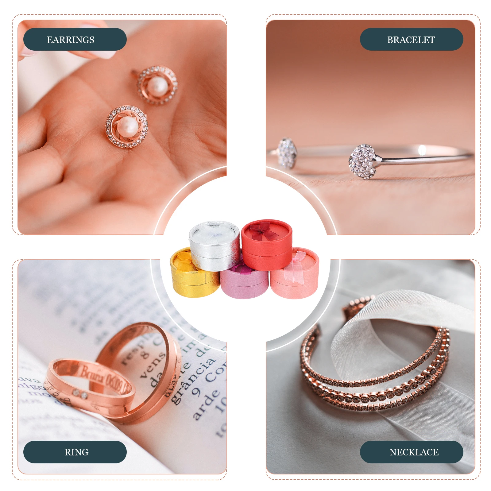 

20 Pcs Ring Box Decorative Jewelry Container Packing Holiday Gift Paper Empty Boxes Small for Women Necklace Storage Organizer