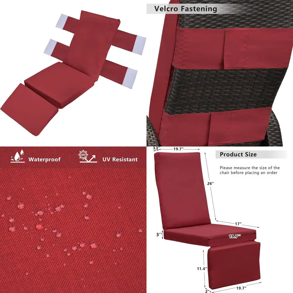 

Набор подушек для уличного кресла для плетеных стульев с высокой спинкой — съемные подушечки для сидений