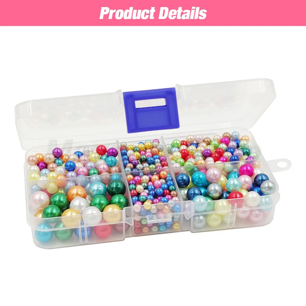 850 pièces perles acrylique Imitation perles 4-10mm perles non poreuses pour chapeaux chaussures vêtements sac à main couture projet de bricolage