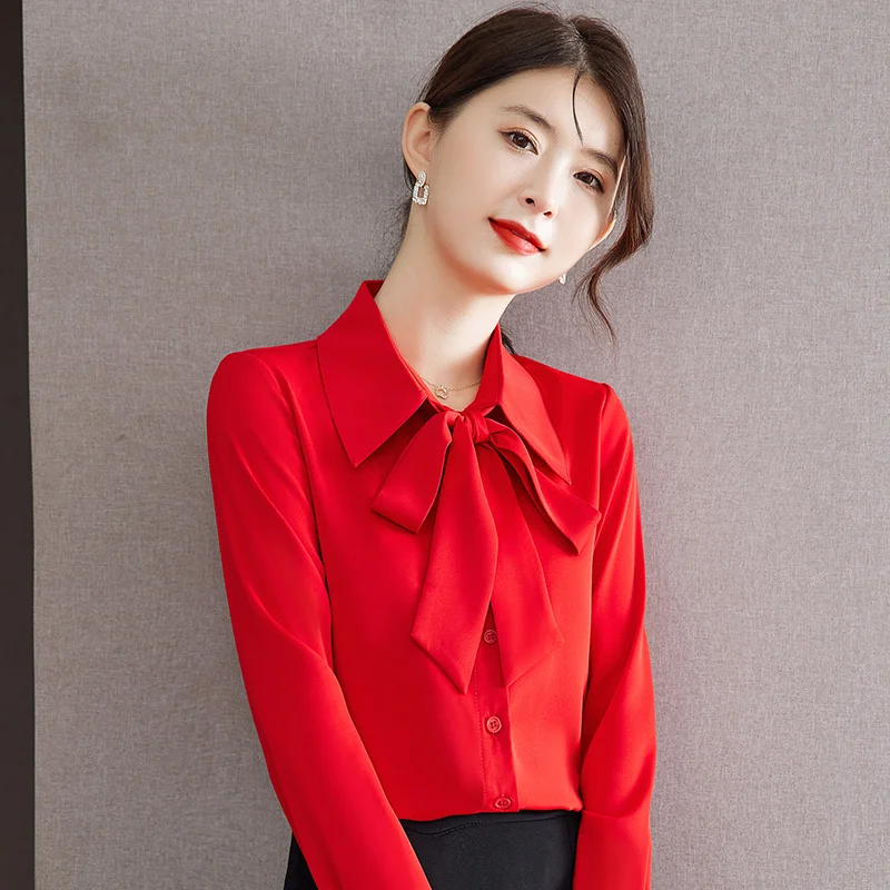 Fliege Band Unten Oben Für Frauen Neue Frühling Und Herbst Mode Verwestlichung Professionelle Temperament Spitze Up Shirt Weibliche