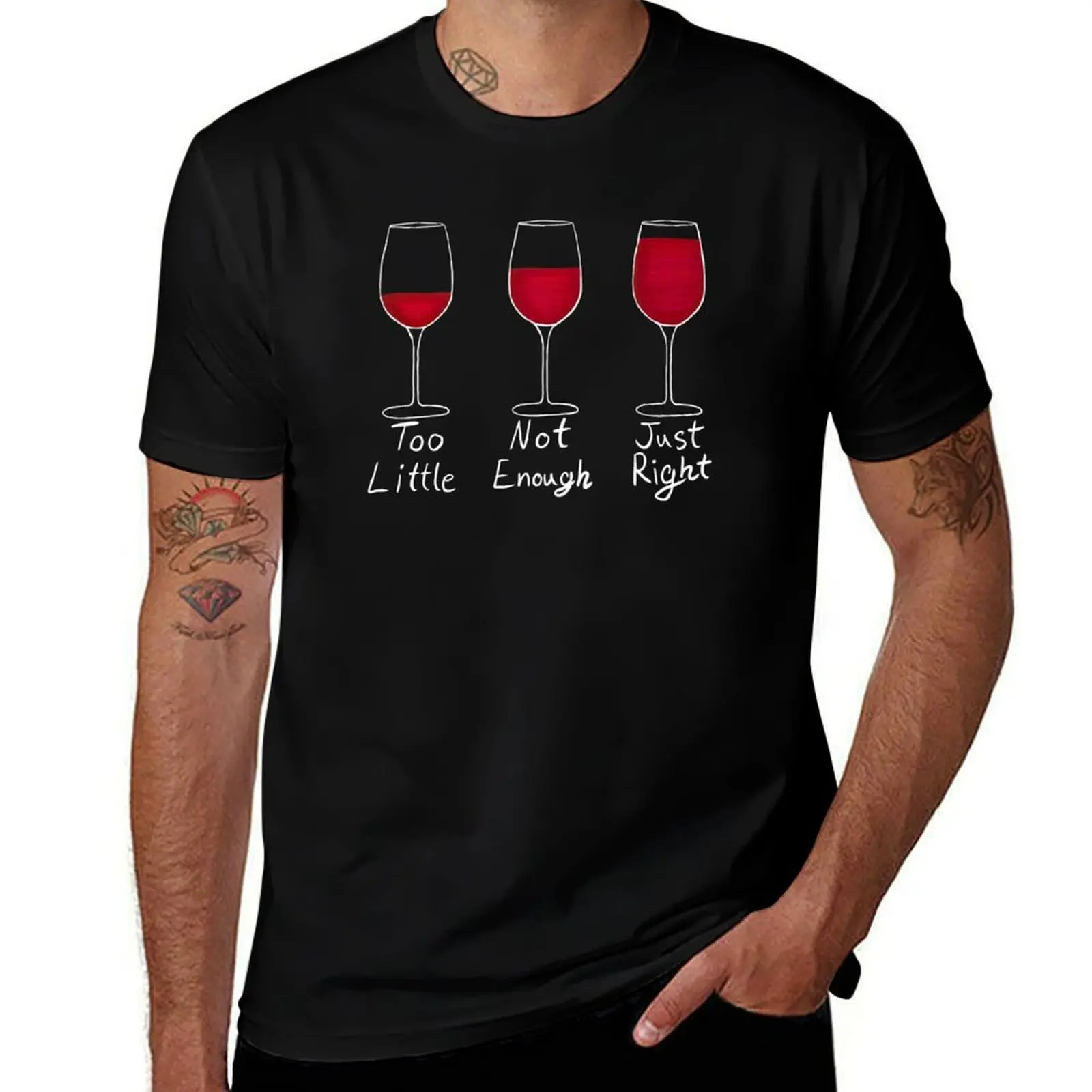 The Correct Amount of Wine - Red Wine White Text T-Shirt heavyweights shirts graphic tees mens plain t shirts