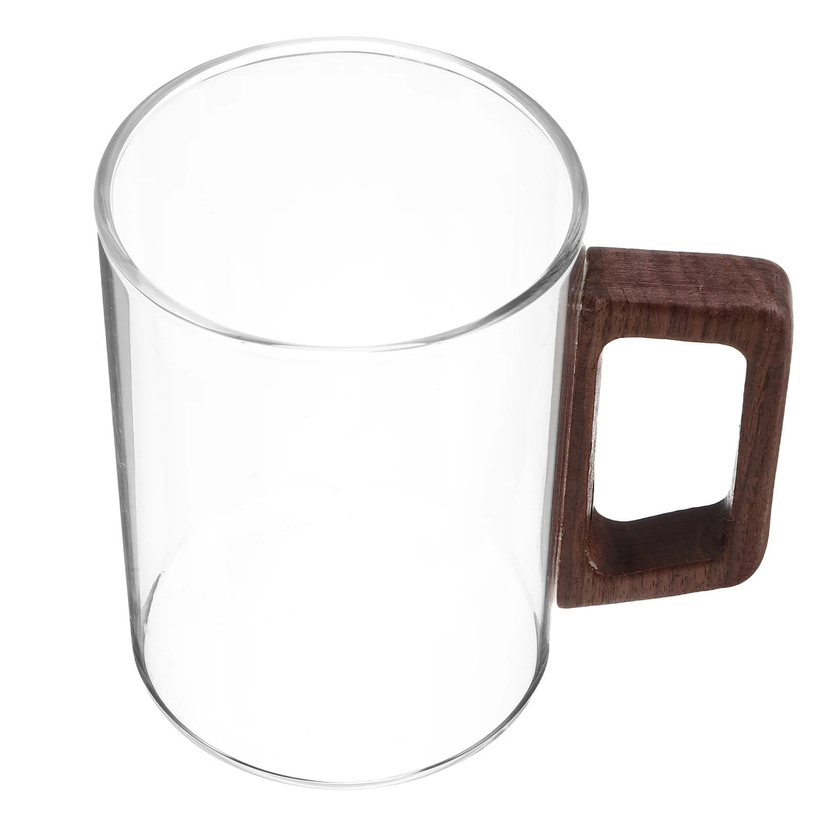

Heat Resistant Glass Mug Wooden Handle for Hot Tea Coffee Latte Clear Elegant Cup Home Kitchen Beverage